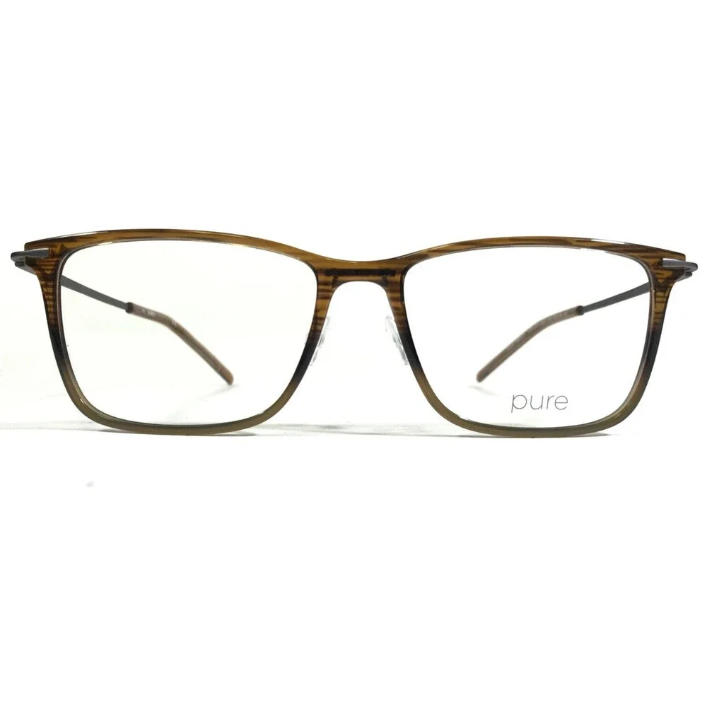 Marchon Airlock AURA 2003 216 Eyeglasses Frames Brown Striped Gray 55-16-145